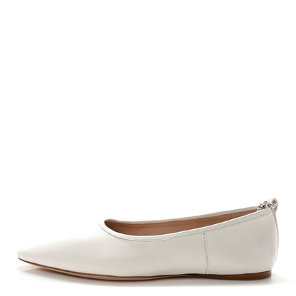 Miu Miu Nappa Crystal Ankle Strap Ballerina Flats 35 White 1 of 8