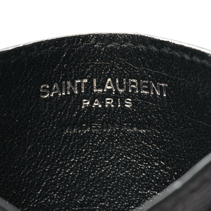 Saint Laurent Grain De Poudre Matelasse Chevron Monogram Credit Card Case Black 6 of 9