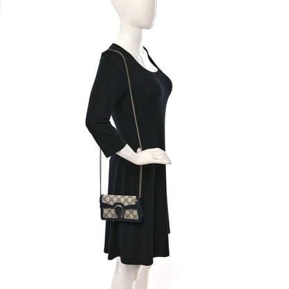 Gucci GG Supreme Monogram Textured Dollar Calfskin Super Mini Dionysus Shoulder Bag Beige Blue 2 of 9