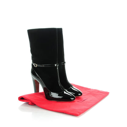 Valentino Garavani Calfskin Patent Velvet Mid Calf Boots 41 Black 9 of 9