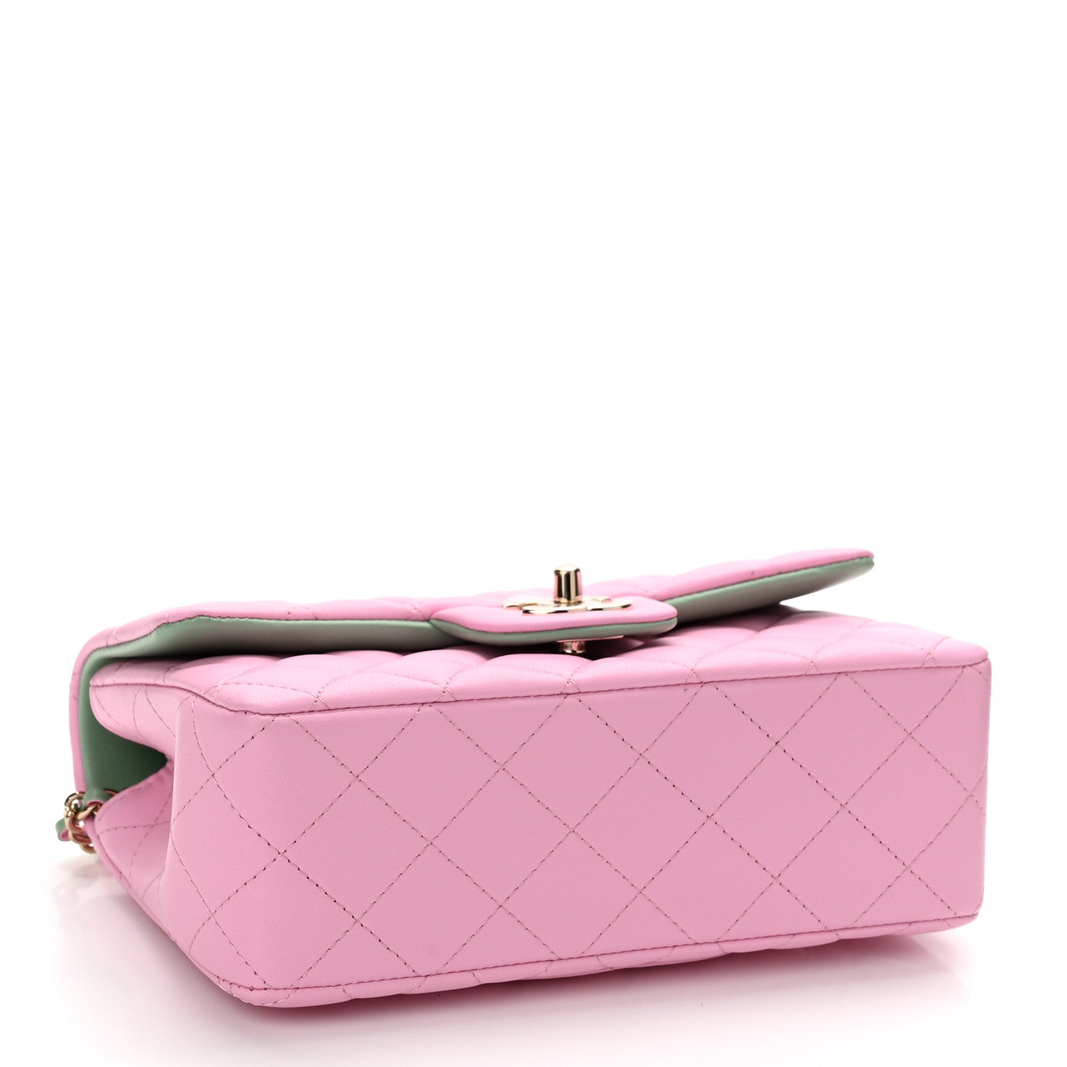 Chanel Lambskin Quilted Mini Top Handle Rectangular Flap Lilac Light Green 4 of 11