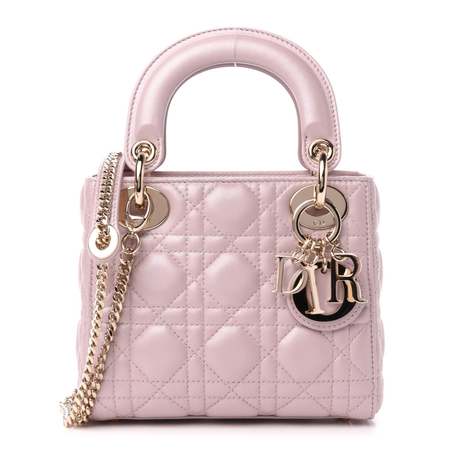 Christian Dior Metallic Lambskin Cannage Mini Lady Dior Lotus 1 of 11