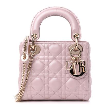 Christian Dior Metallic Lambskin Cannage Mini Lady Dior Lotus 1 of 11