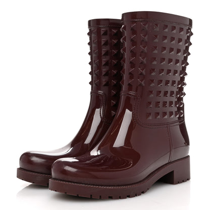 Valentino Garavani Rubber Rockstud Short Rainboots 40 Rubin 4 of 9