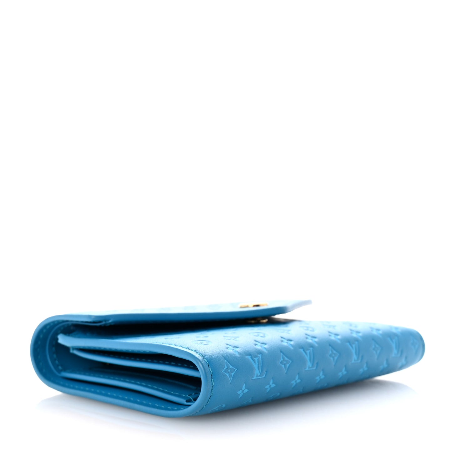 Calfskin Nanogram Embossed Victorine Wallet Bleu
