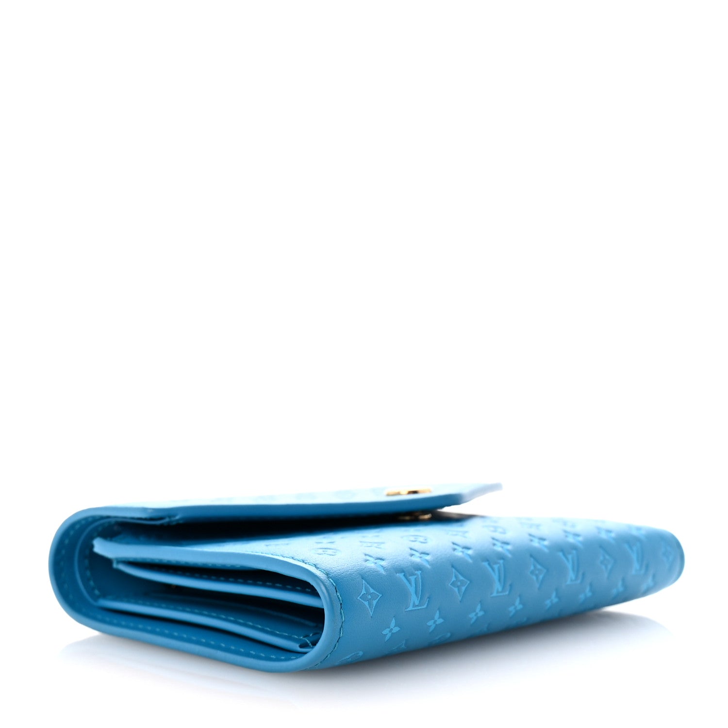 Louis Vuitton Calfskin Nanogram Embossed Victorine Wallet Bleu 4 of 6