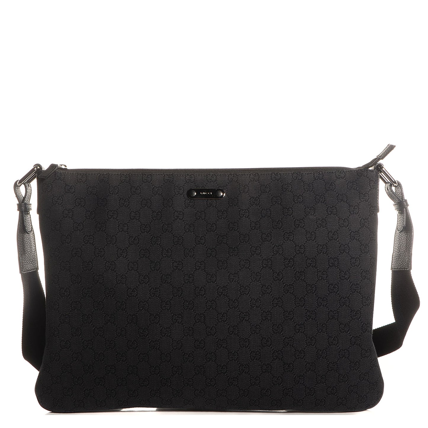 Denim Monogram Flat Messenger Bag Black