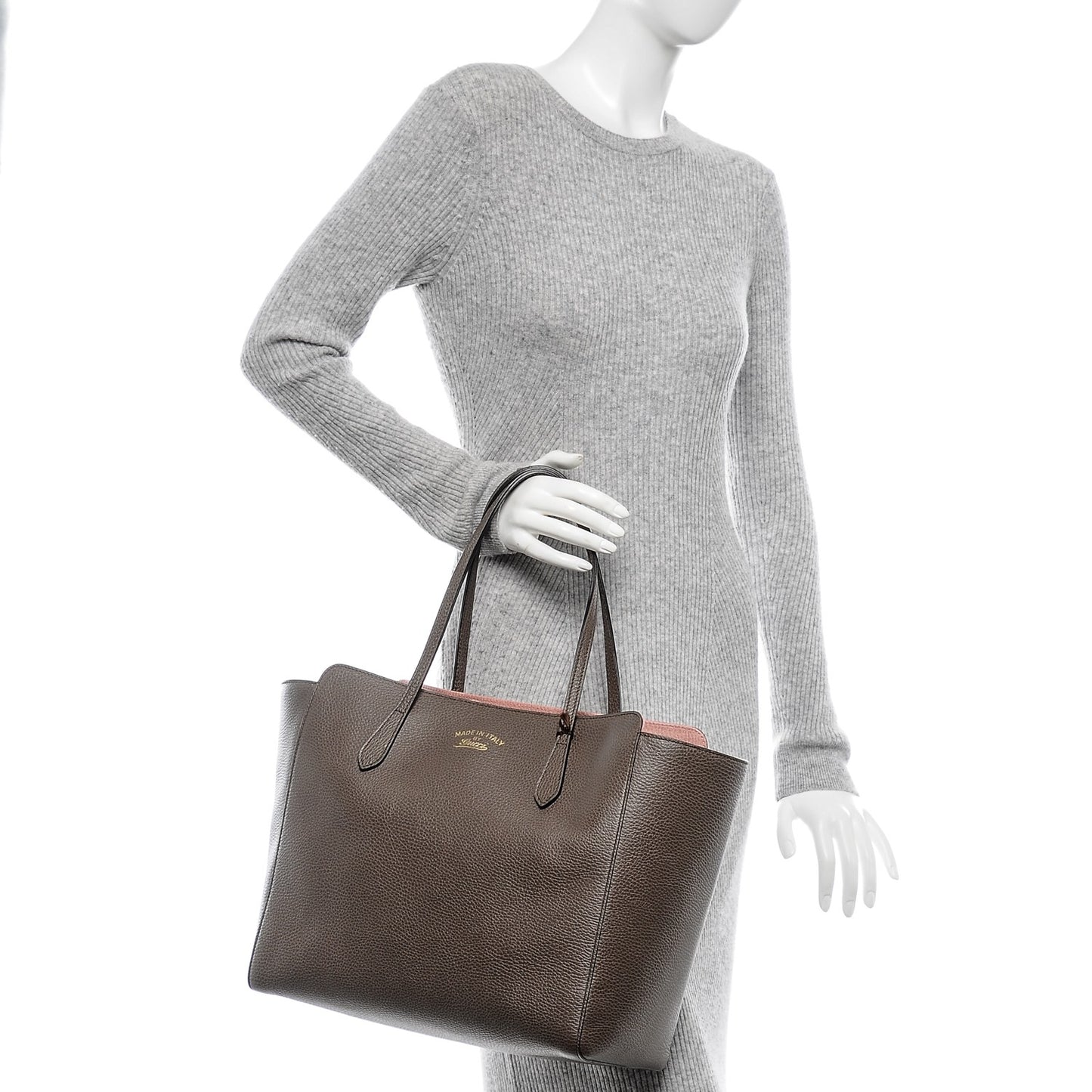 Dollar Calfskin Medium Swing Tote Grey Field Soft Pink