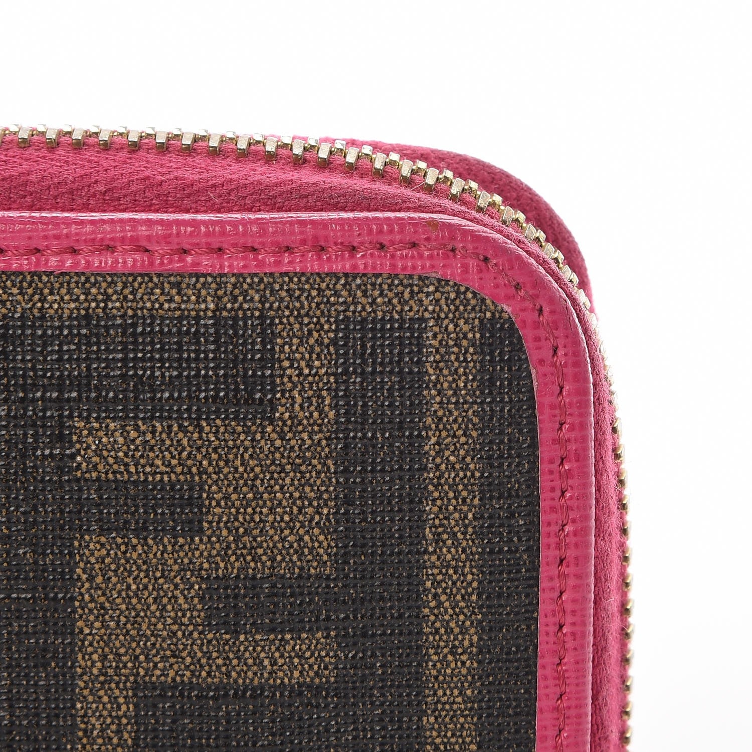 Fendi Zucca Spalmati Vitello Elite Zip Around Wallet Tobacco Ciclamino 8 of 11
