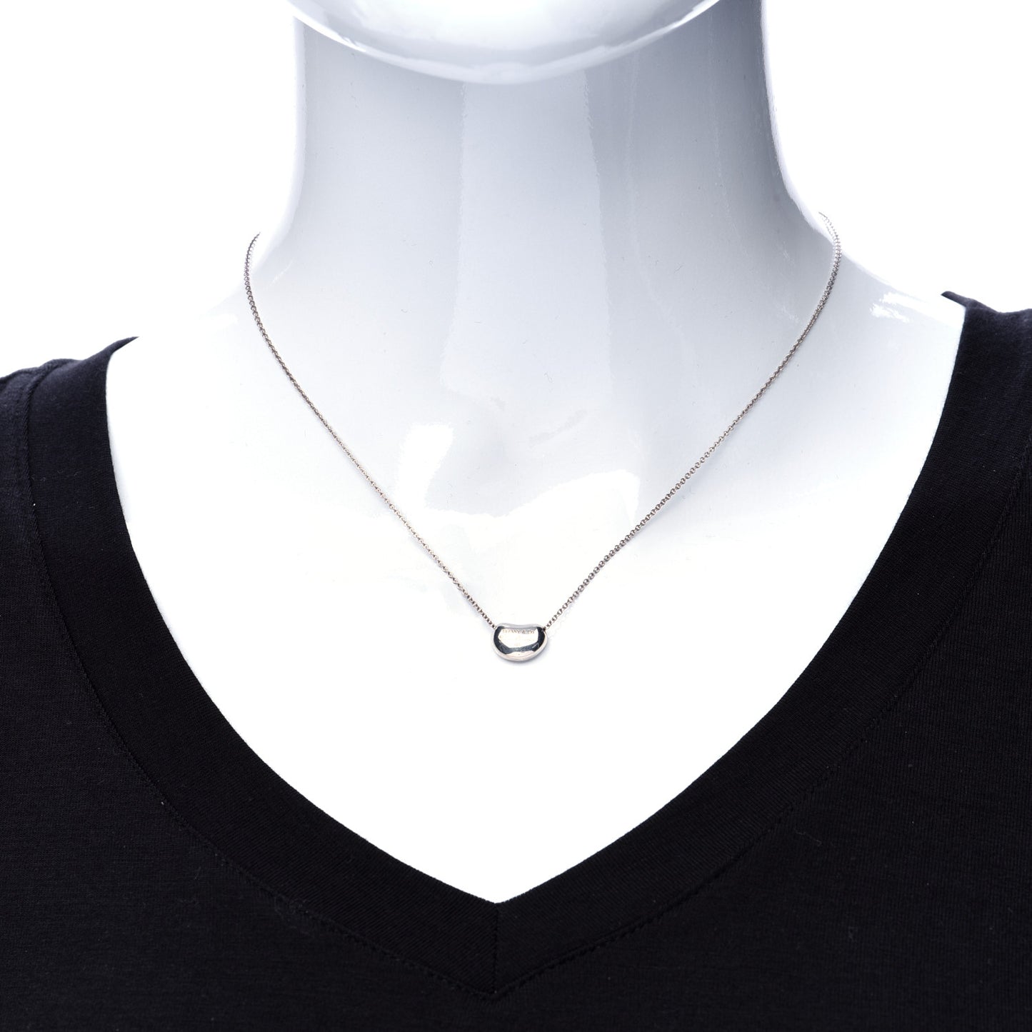 Sterling Silver 12mm Elsa Peretti Bean Pendant Necklace