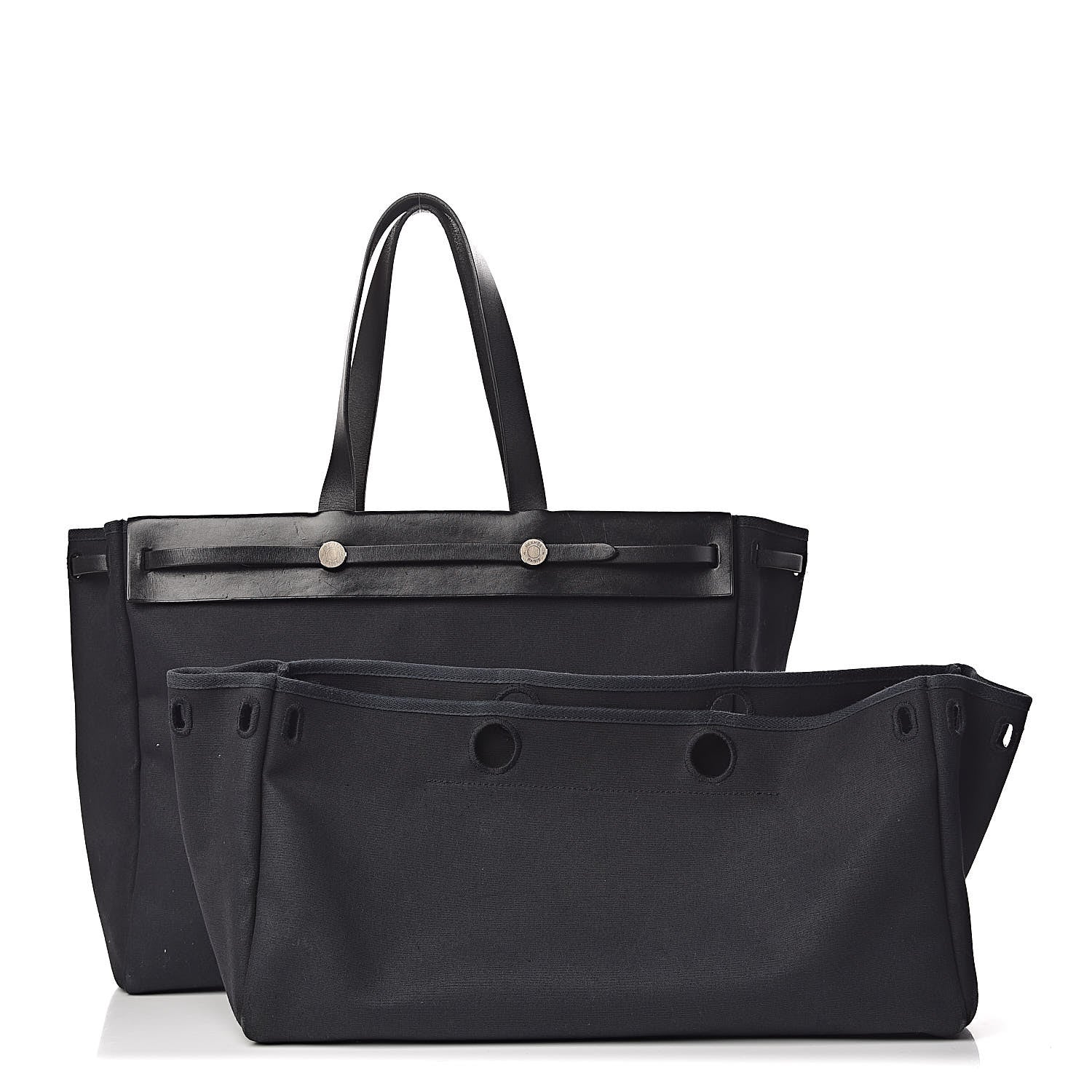 Hermes Toile Vache Hunter Herbag Cabas MM Black 1 of 20