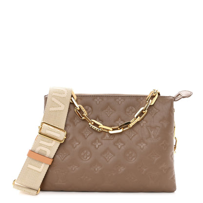 Louis Vuitton Lambskin Embossed Monogram Coussin PM Taupe 1 of 12