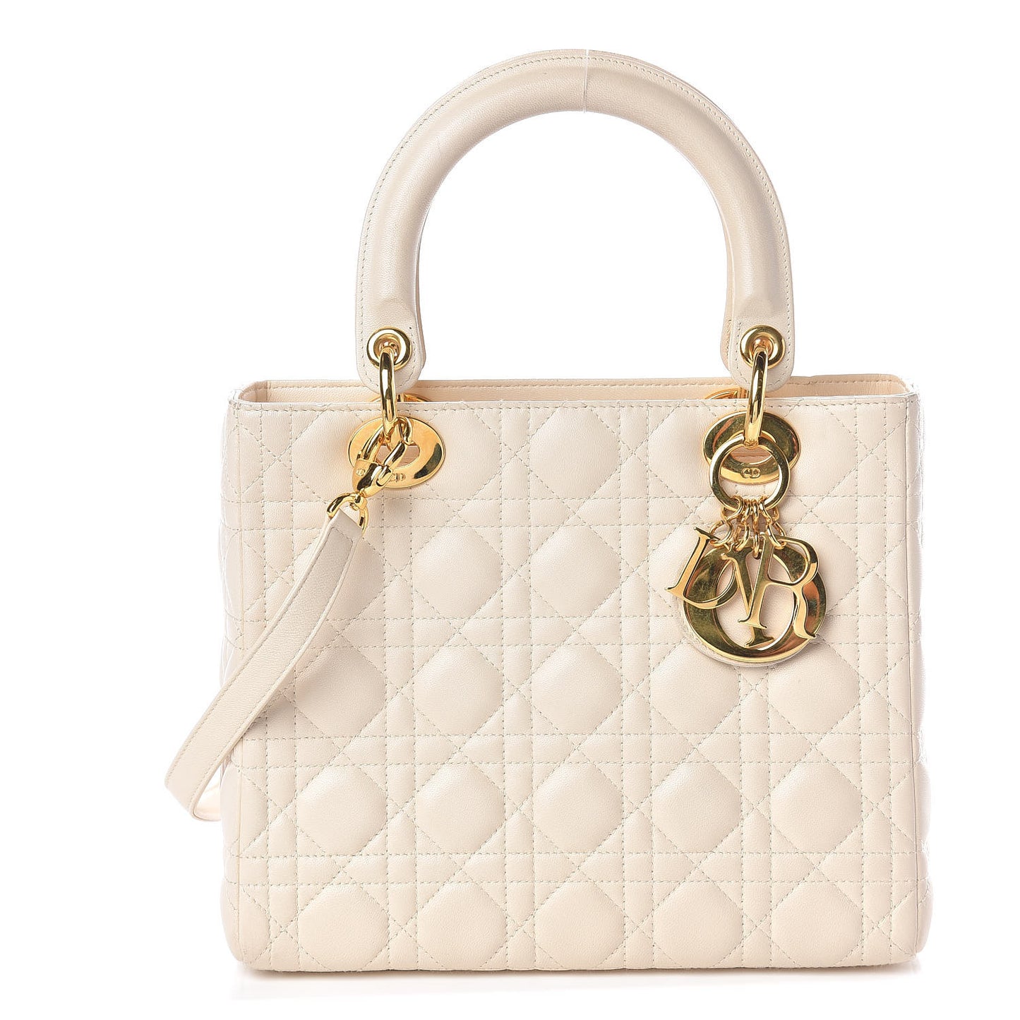 Lambskin Cannage Medium Lady Dior Light Beige