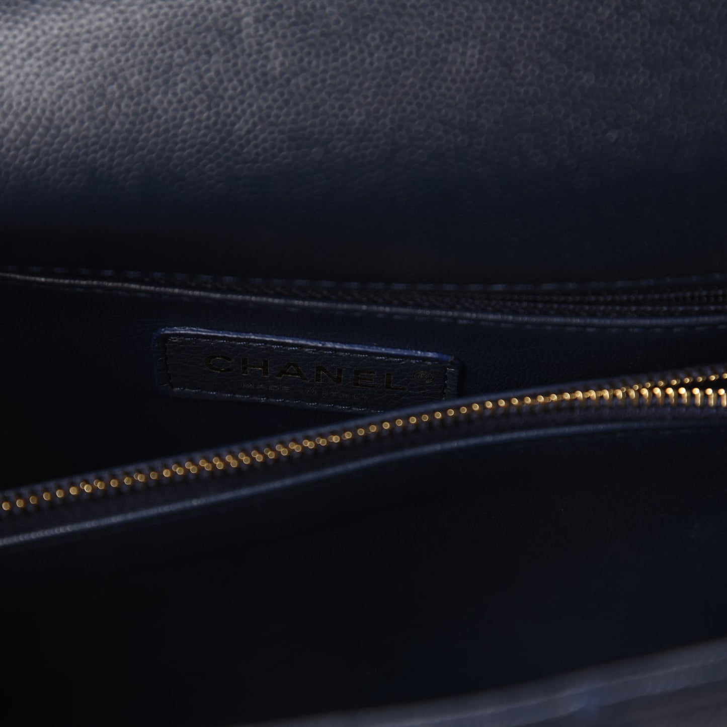 Caviar Lizard Quilted Small Coco Handle Flap Navy Blue