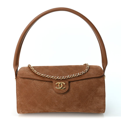 Chanel Suede Quilted Turn Around Clutch With Chain Camel 1 of 10