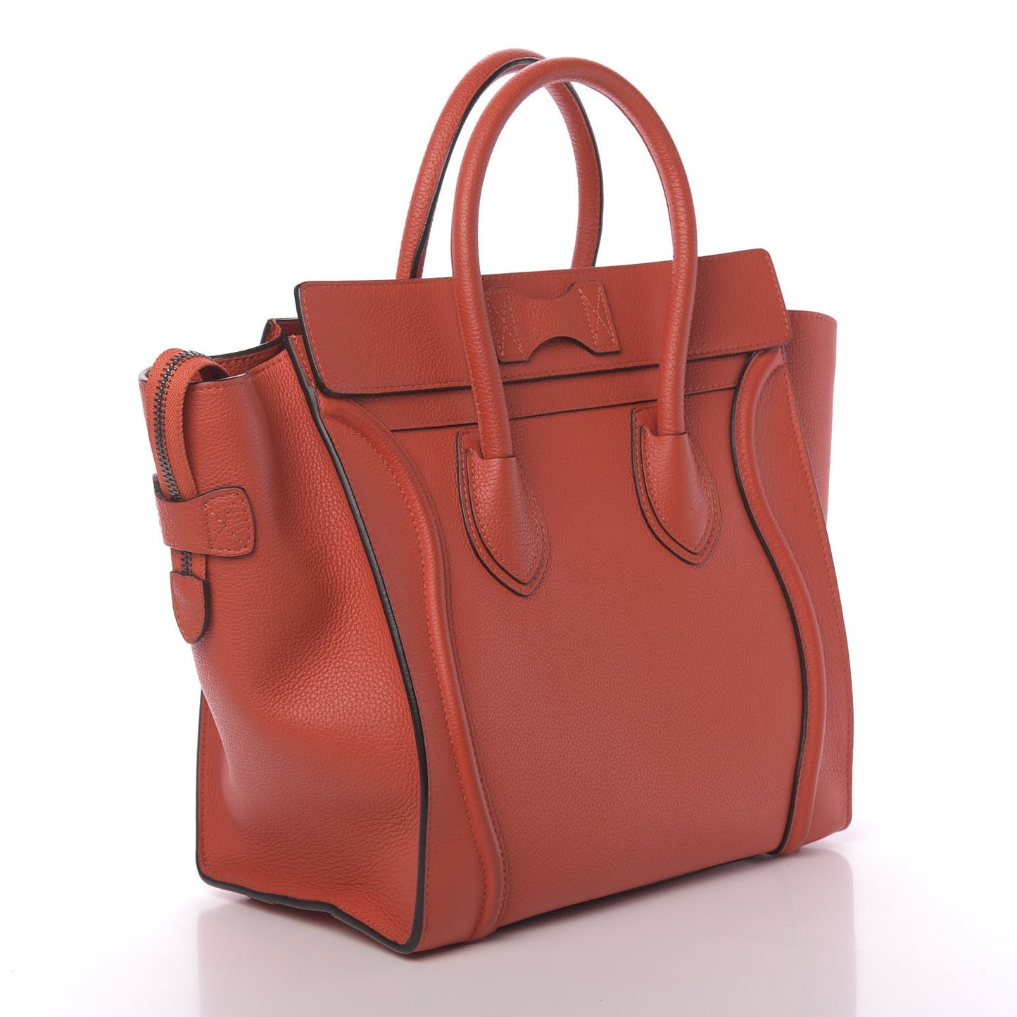 Drummed Calfskin Mini Luggage Vermillion