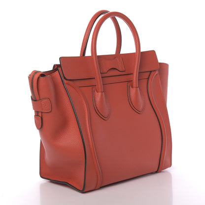 Celine Drummed Calfskin Mini Luggage Vermillion 3 of 14