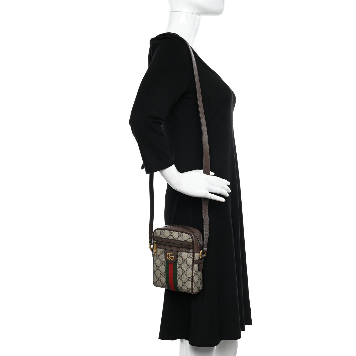 Gucci GG Supreme Monogram Web Mini Ophidia Messenger Brown 2 of 10