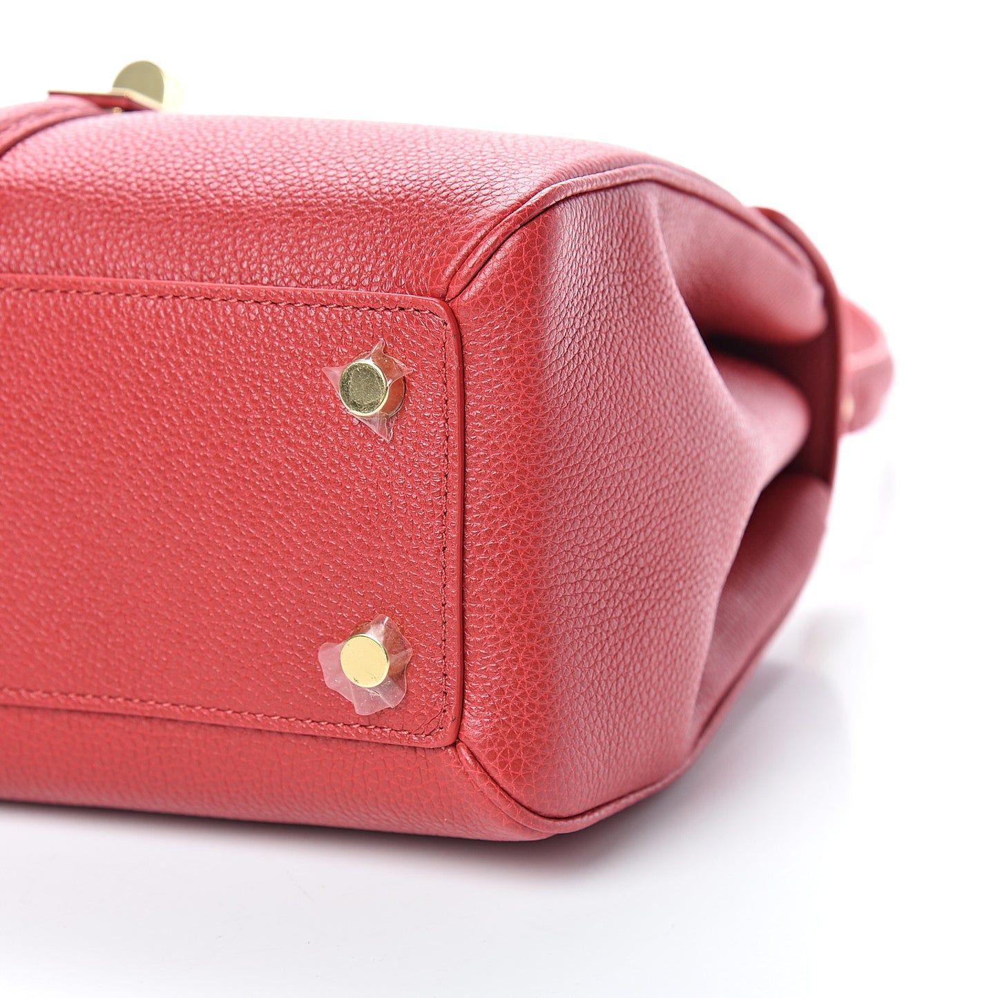 Grained Calfskin Small 16 Top Handle Bag Red