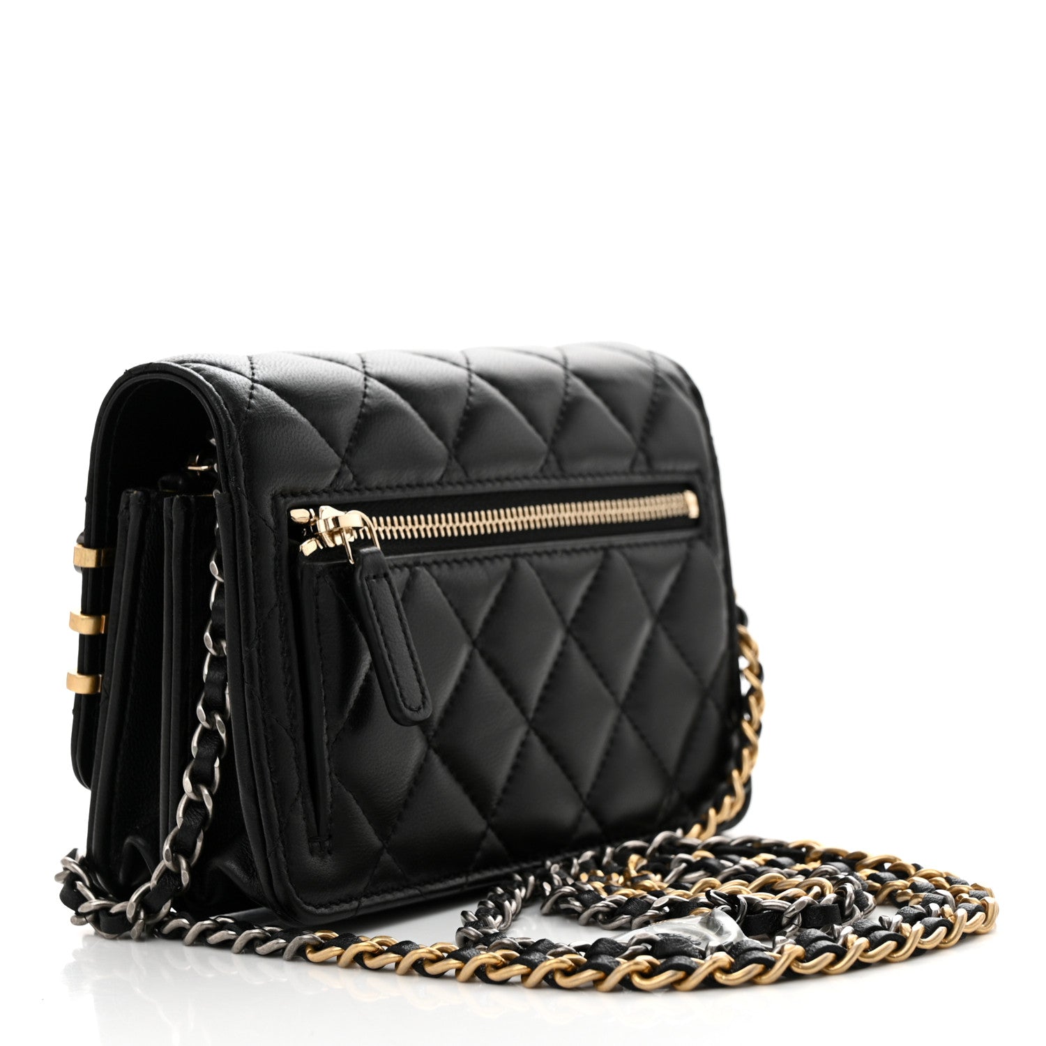 Chanel Lambskin Quilted Coco Clips Mini Wallet On Chain WOC Black 2 of 11