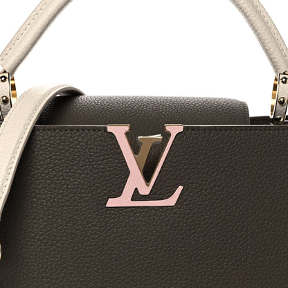 Louis Vuitton Taurillon Capucines MM Smokey Brown Green Creme Pink 6 of 8