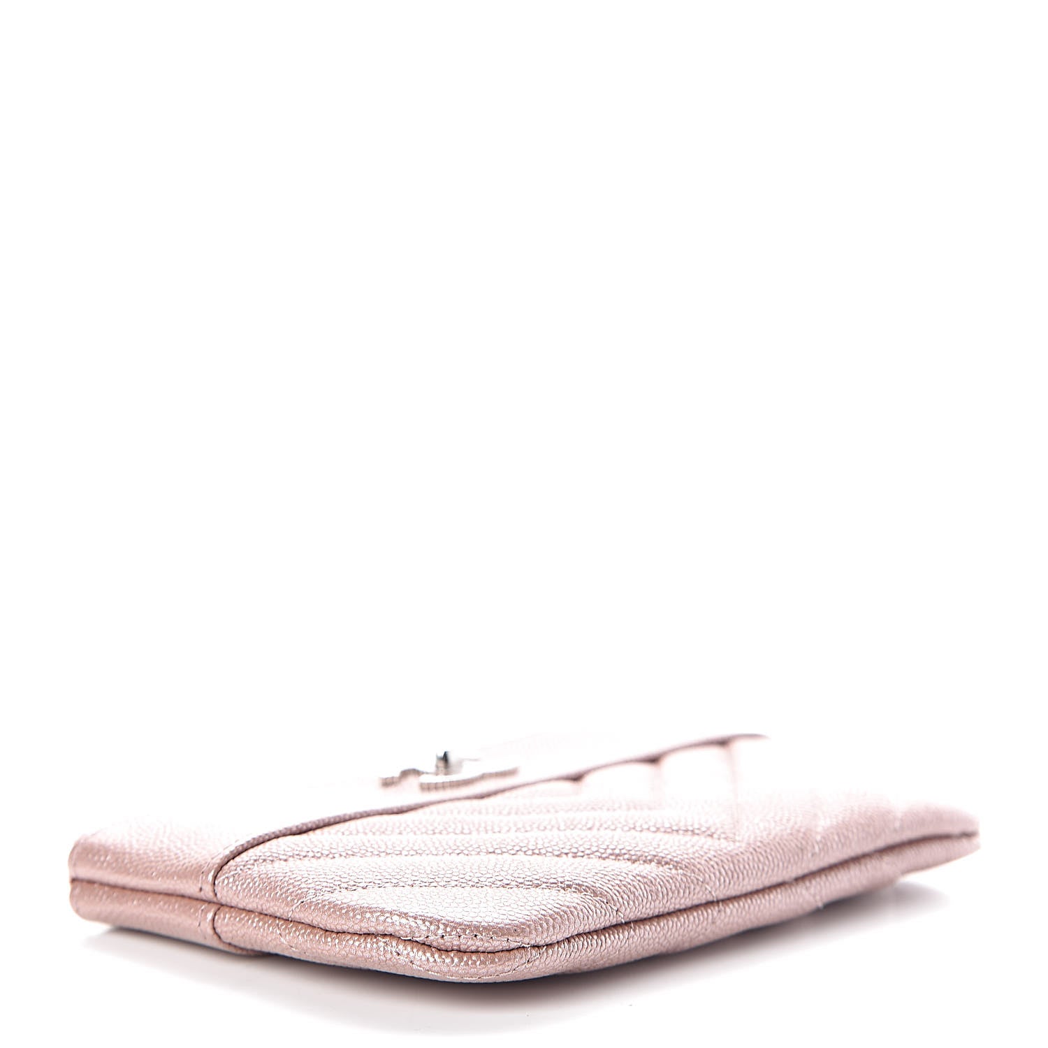 Chanel Metallic Caviar Chevron Quilted Small Vintage Mademoiselle Cosmetic Case Pink 4 of 8