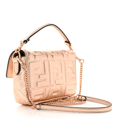 Fendi Vitello Laminato FF 1974 Embossed Mini Baguette Rame 3 of 11