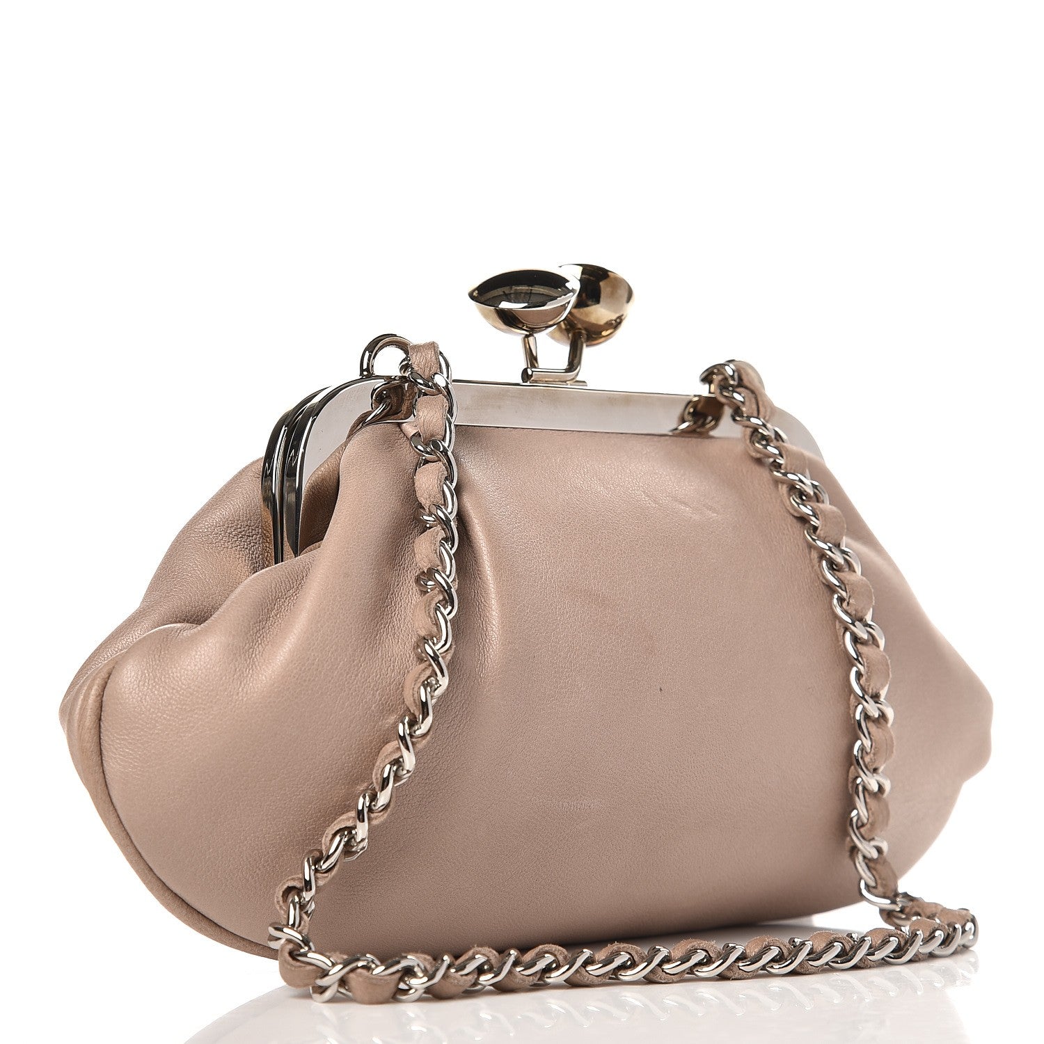 Chanel Lambskin CC Kiss Lock Evening Clutch Light Pink 4 of 8
