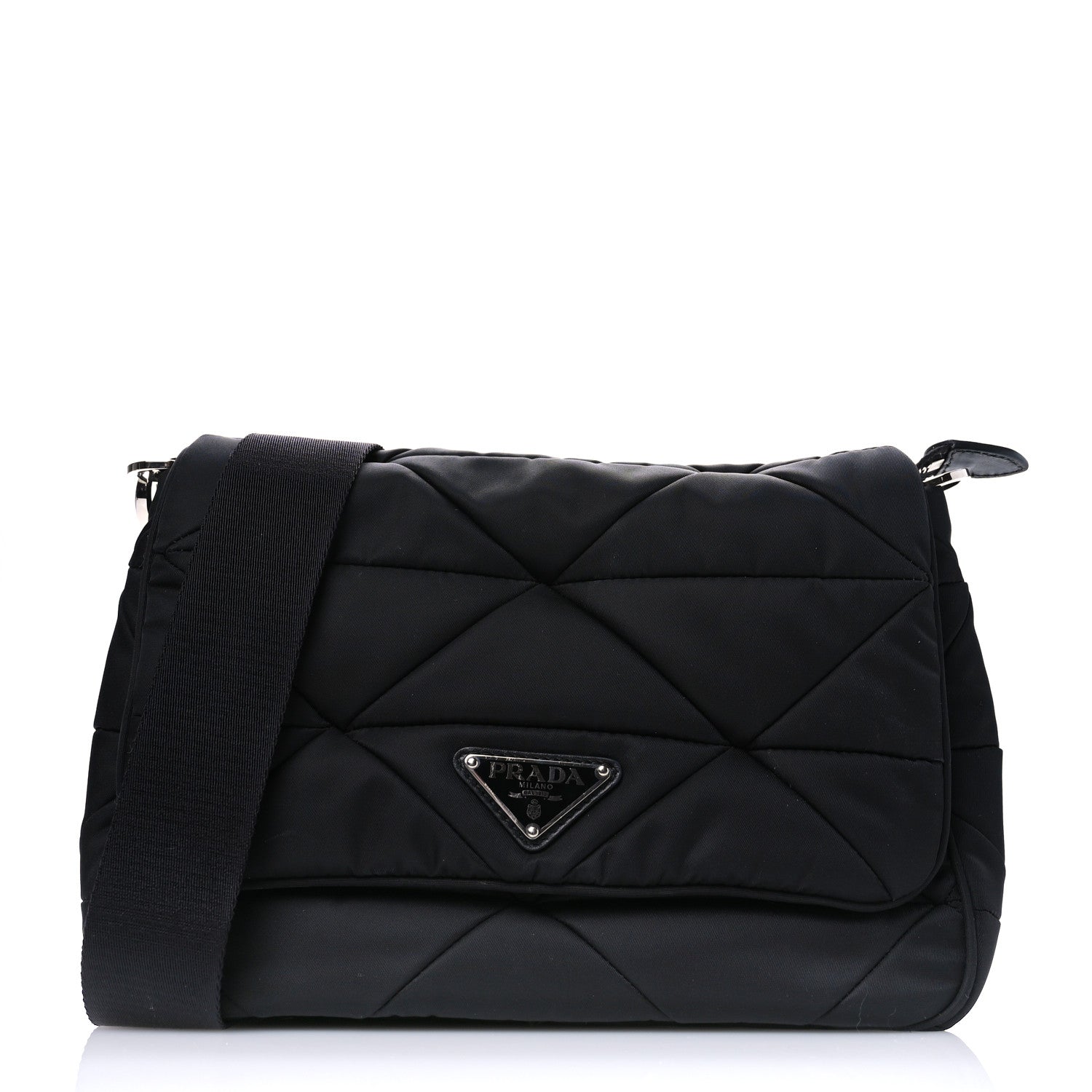 Prada Re-Nylon Quilted Padded Flap Shoulder Bag Black 1 of 10