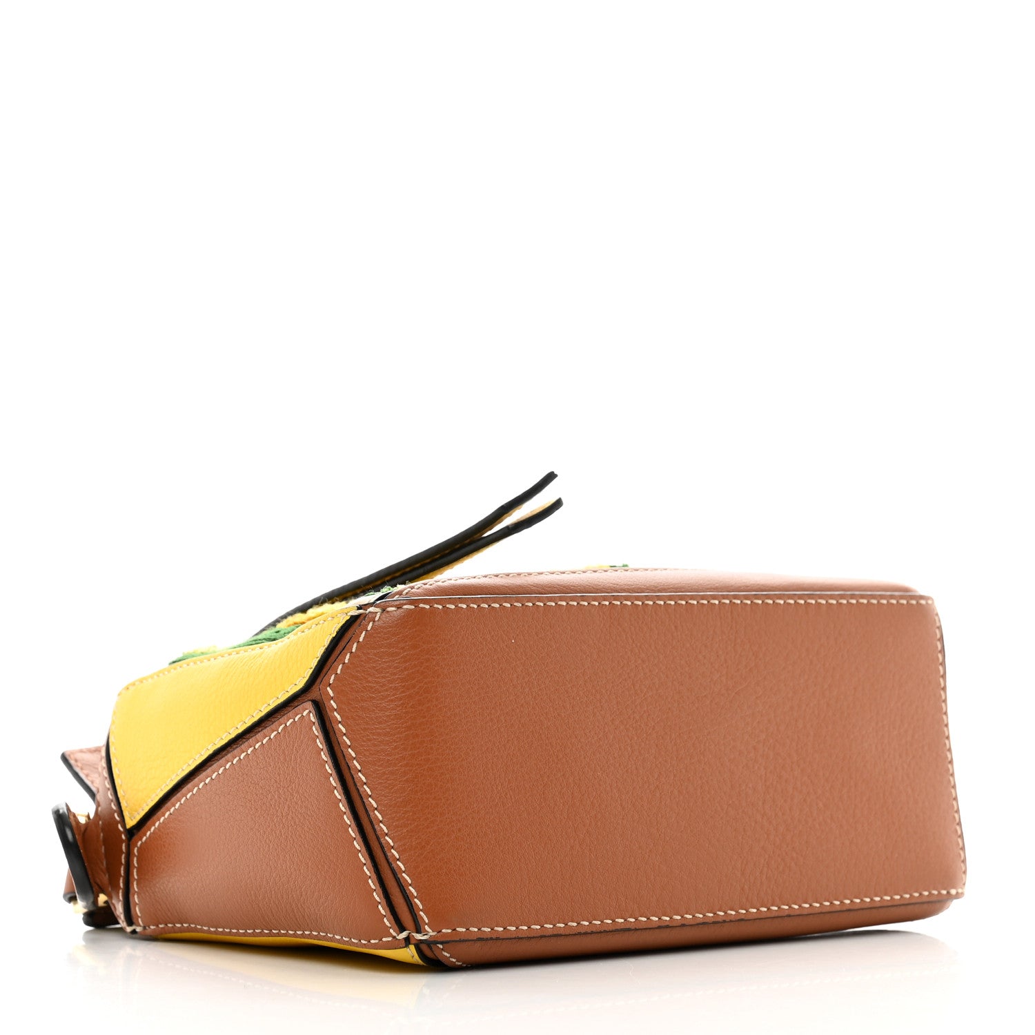 Loewe Calfskin Embroidered Floral Small Puzzle Bag Tan Yellow 4 of 11