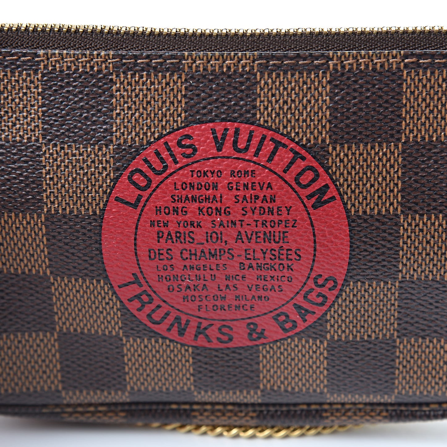 Damier Ebene Complice Trunks and Bags Mini Pochette Accessories Red