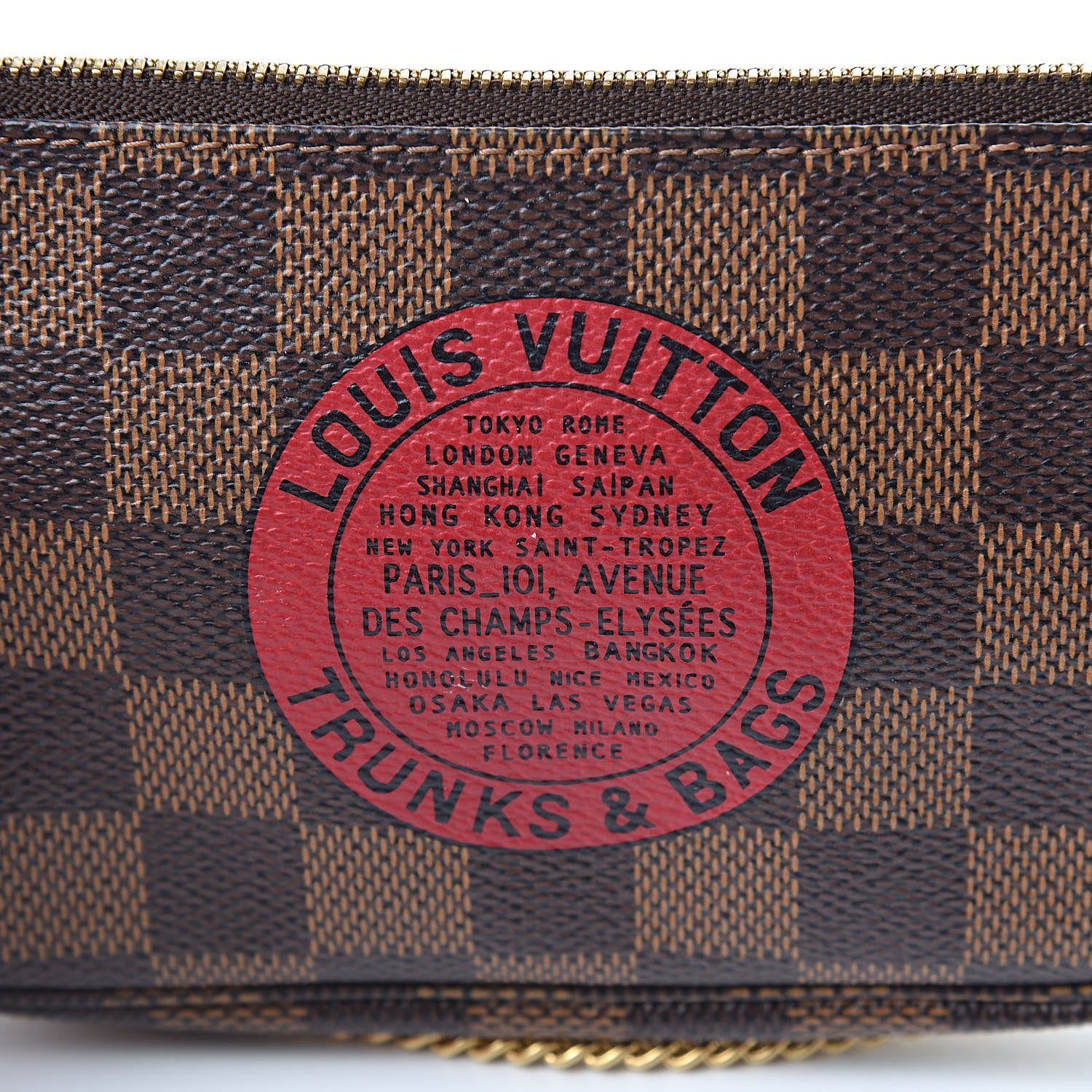 Louis Vuitton Damier Ebene Complice Trunks and Bags Mini Pochette Accessories Red 8 of 9