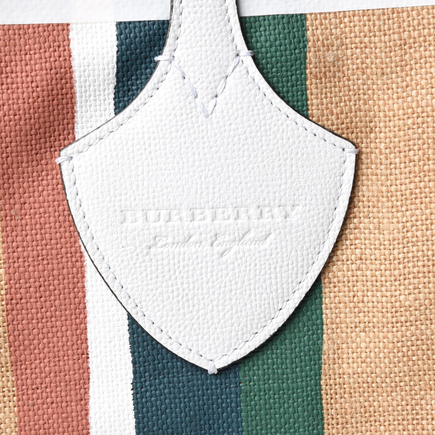 Burberry Raffia Stripes Medium The Giant Tote Bag Chalk White 6 of 8