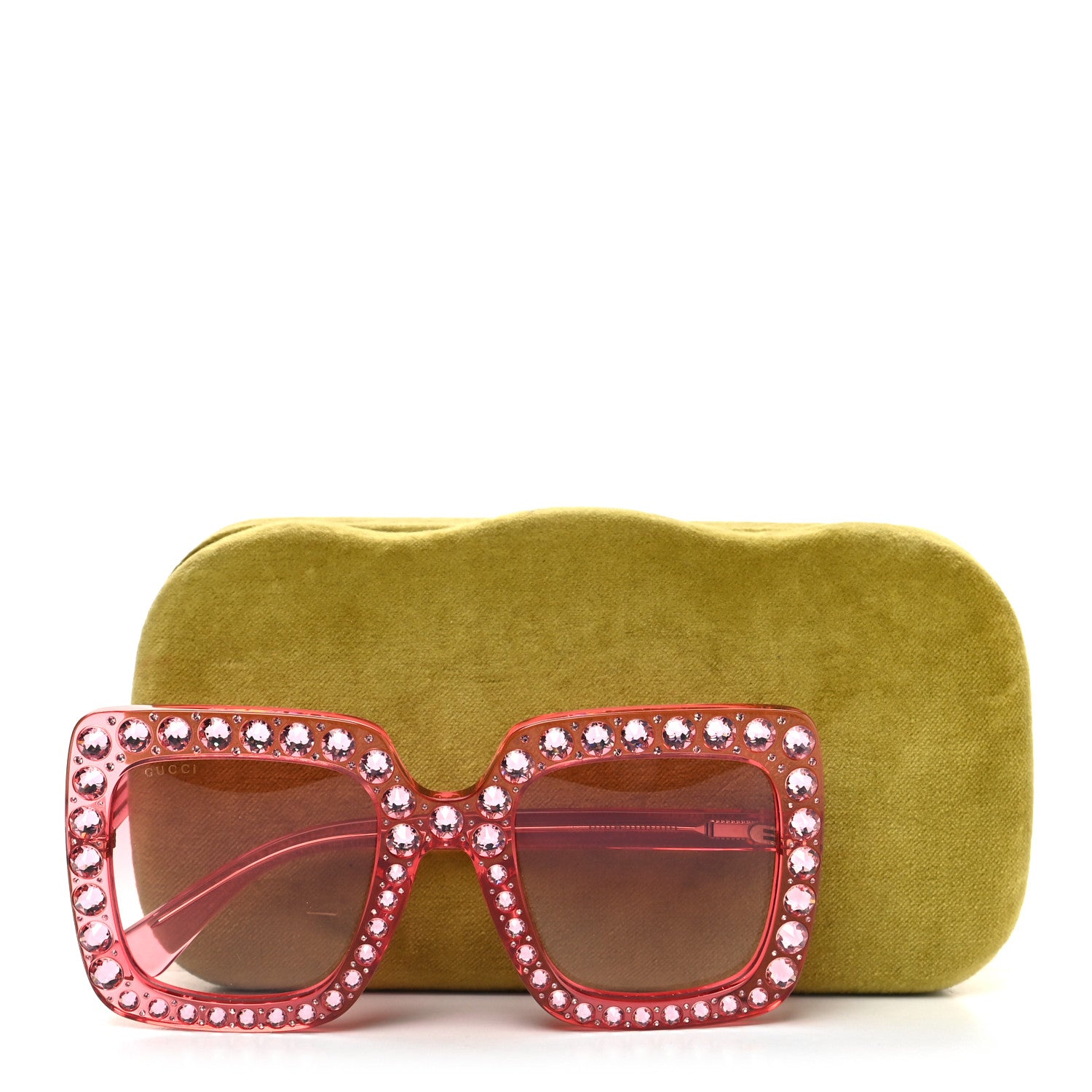 Gucci Acetate Crystal Oversize Sunglasses GG0148S Pink 8 of 8