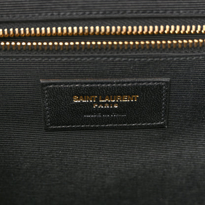 Saint Laurent Grain De Poudre Matelasse Chevron Large Monogram Satchel Rouge Legion 6 of 13