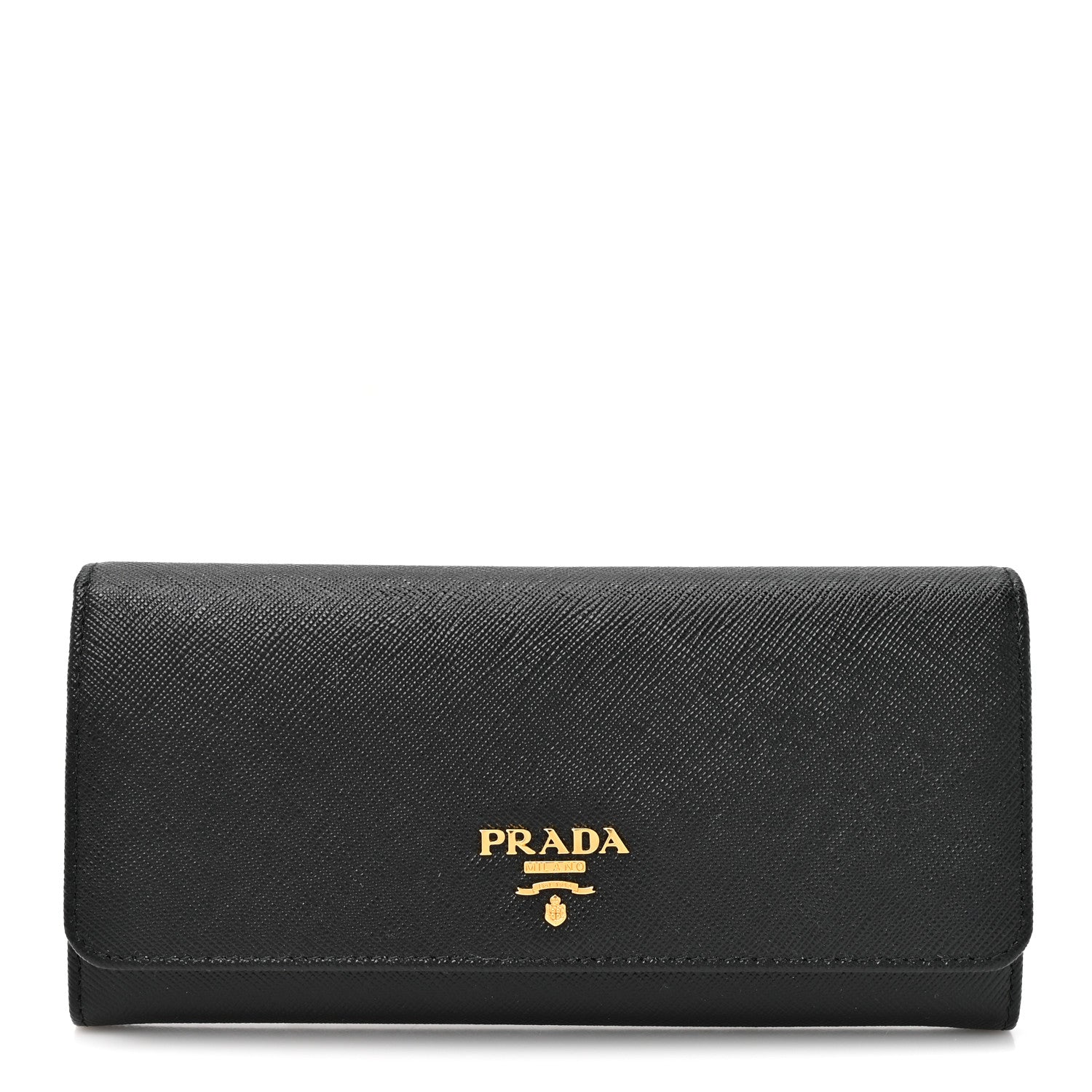 Prada Saffiano Metal Continental Flap Wallet Black 1 of 10