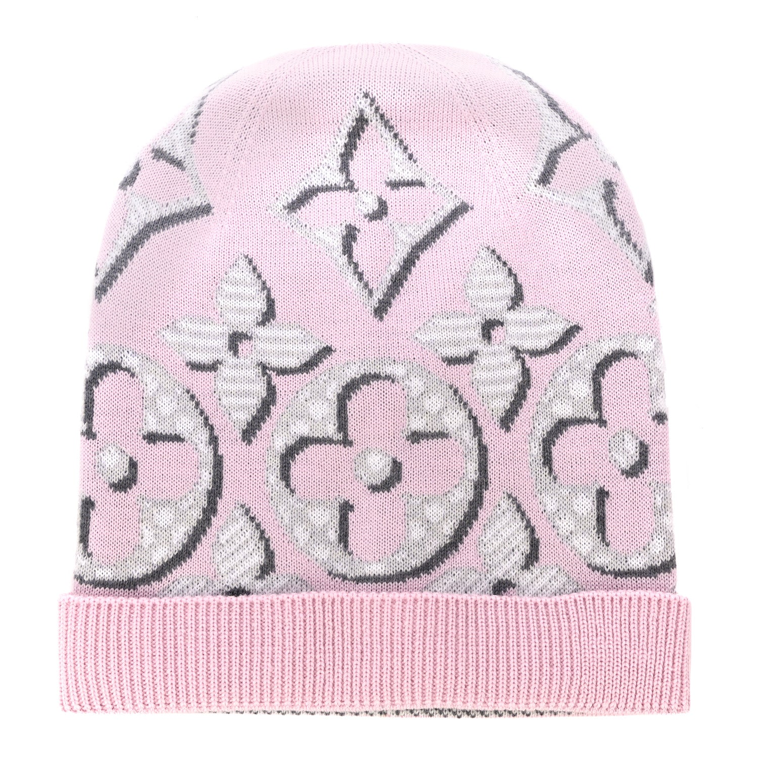 Louis Vuitton Wool Cashmere Giant Pop Monogram Beanie Hat Rose 1 of 7
