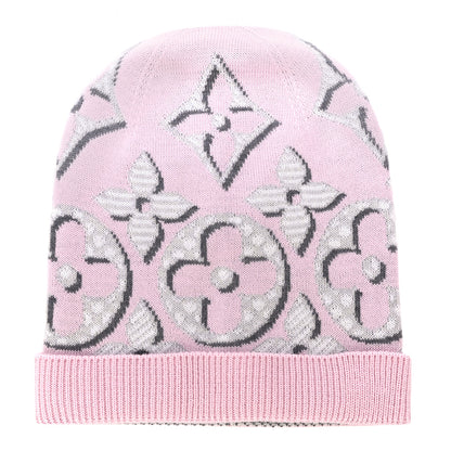 Louis Vuitton Wool Cashmere Giant Pop Monogram Beanie Hat Rose 1 of 7