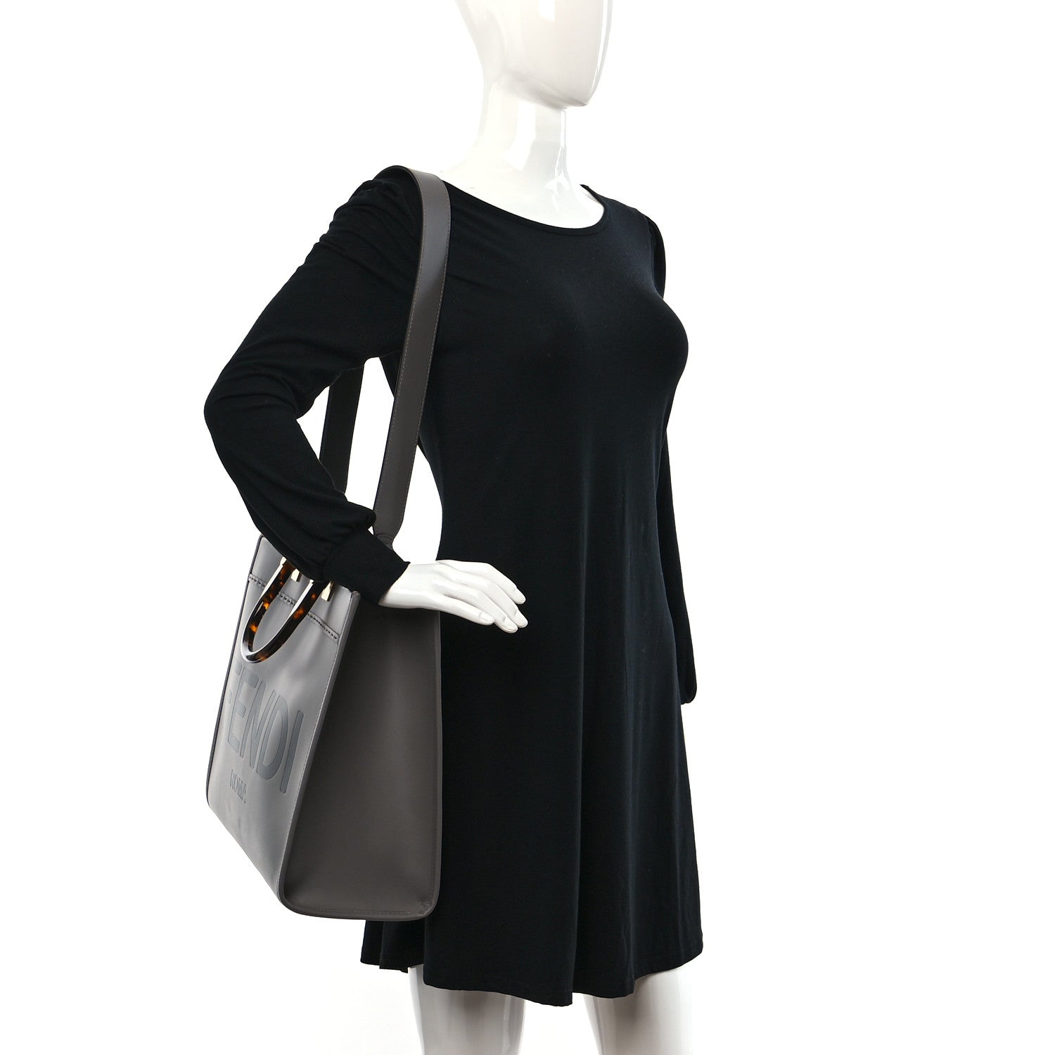 Fendi Vitello King Plexiglass Logo Embossed Medium Fendi Sunshine Shopper Tote Moon 2 of 11