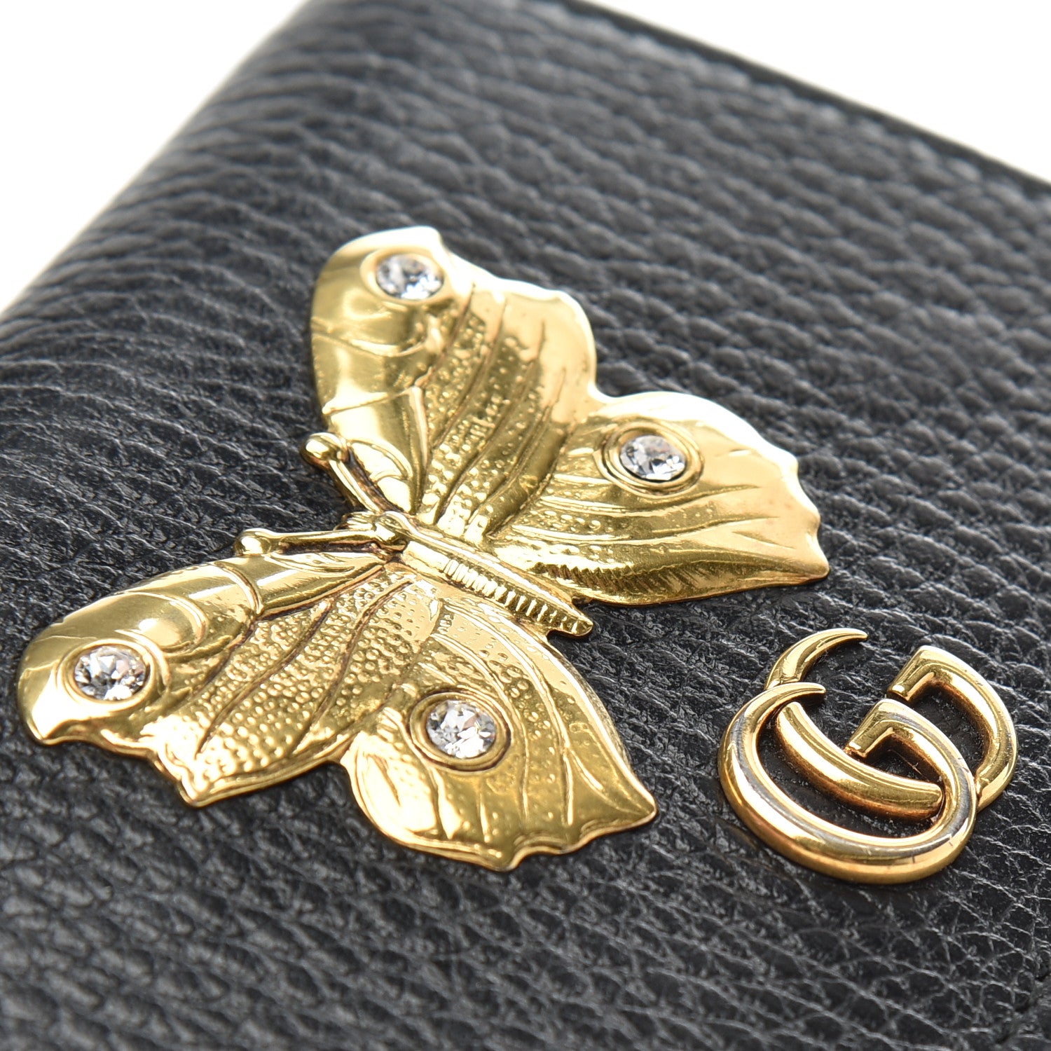 Gucci Pebbled Calfskin Butterfly Card Case Black 11 of 11