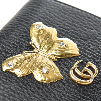 Gucci Pebbled Calfskin Butterfly Card Case Black 11 of 11