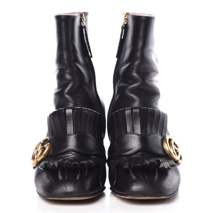 Gucci Malaga Kid GG Marmont Fringe 75mm Ankle Boots 35.5 Black 2 of 15