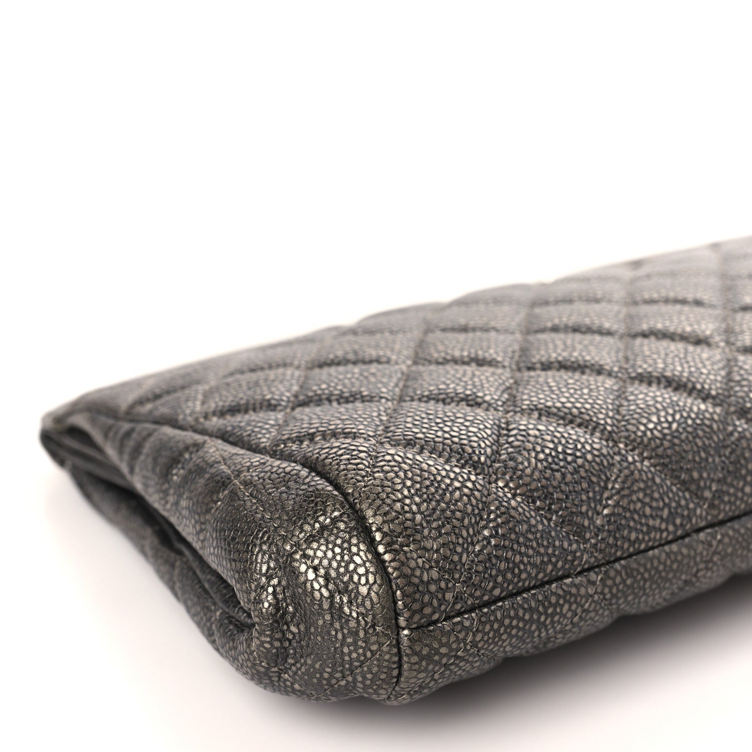 Chanel Metallic Caviar Quilted Clutch Dark Silver 8 of 9