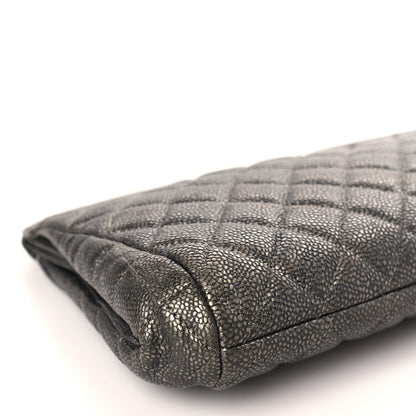 Chanel Metallic Caviar Quilted Clutch Dark Silver 8 of 9