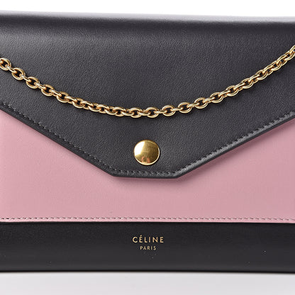 Celine Smooth Calfskin Clutch On A Chain Black Pink 11 of 12