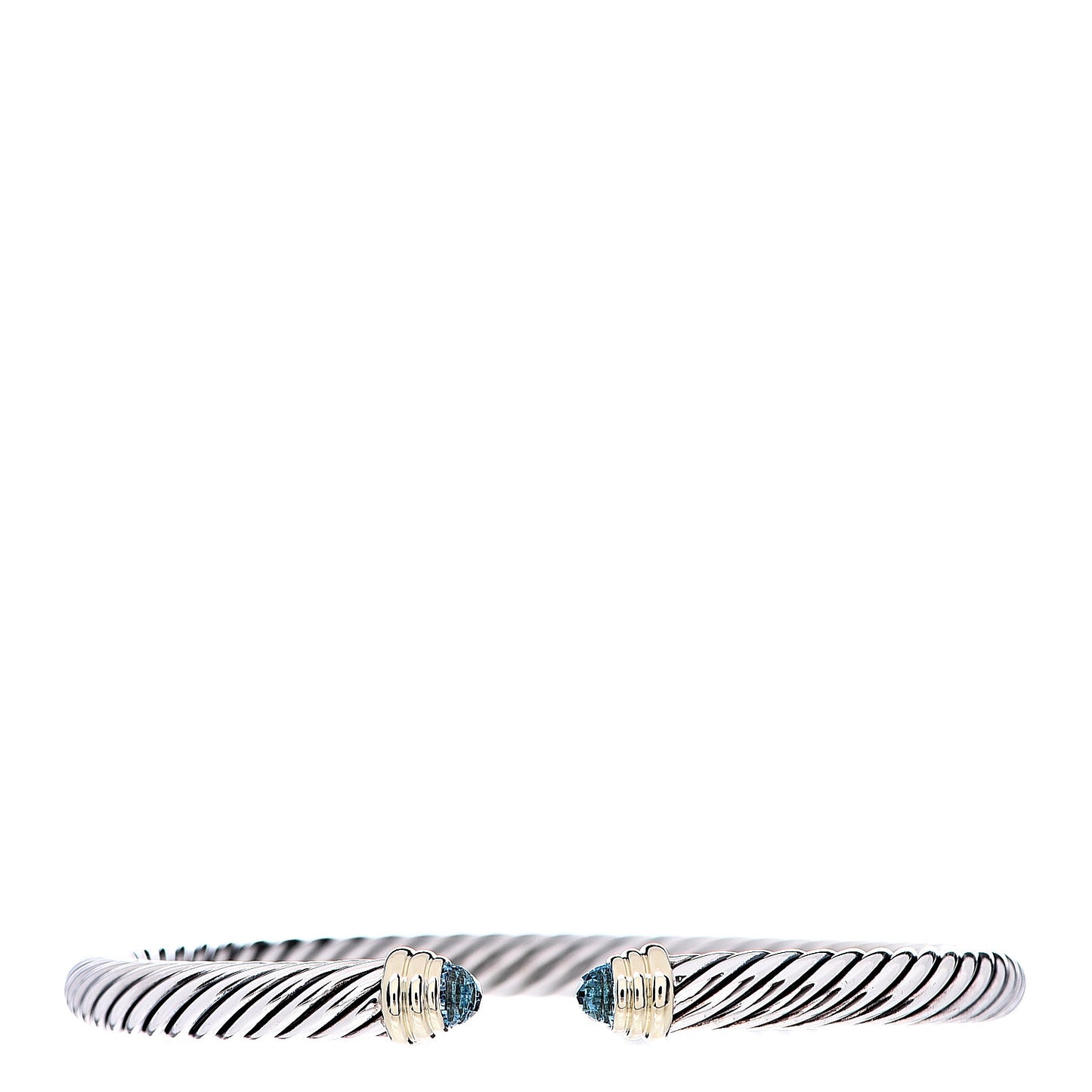 Sterling Silver 14K Yellow Gold Blue Topaz 5mm Cable Classics Petite Color Bracelet