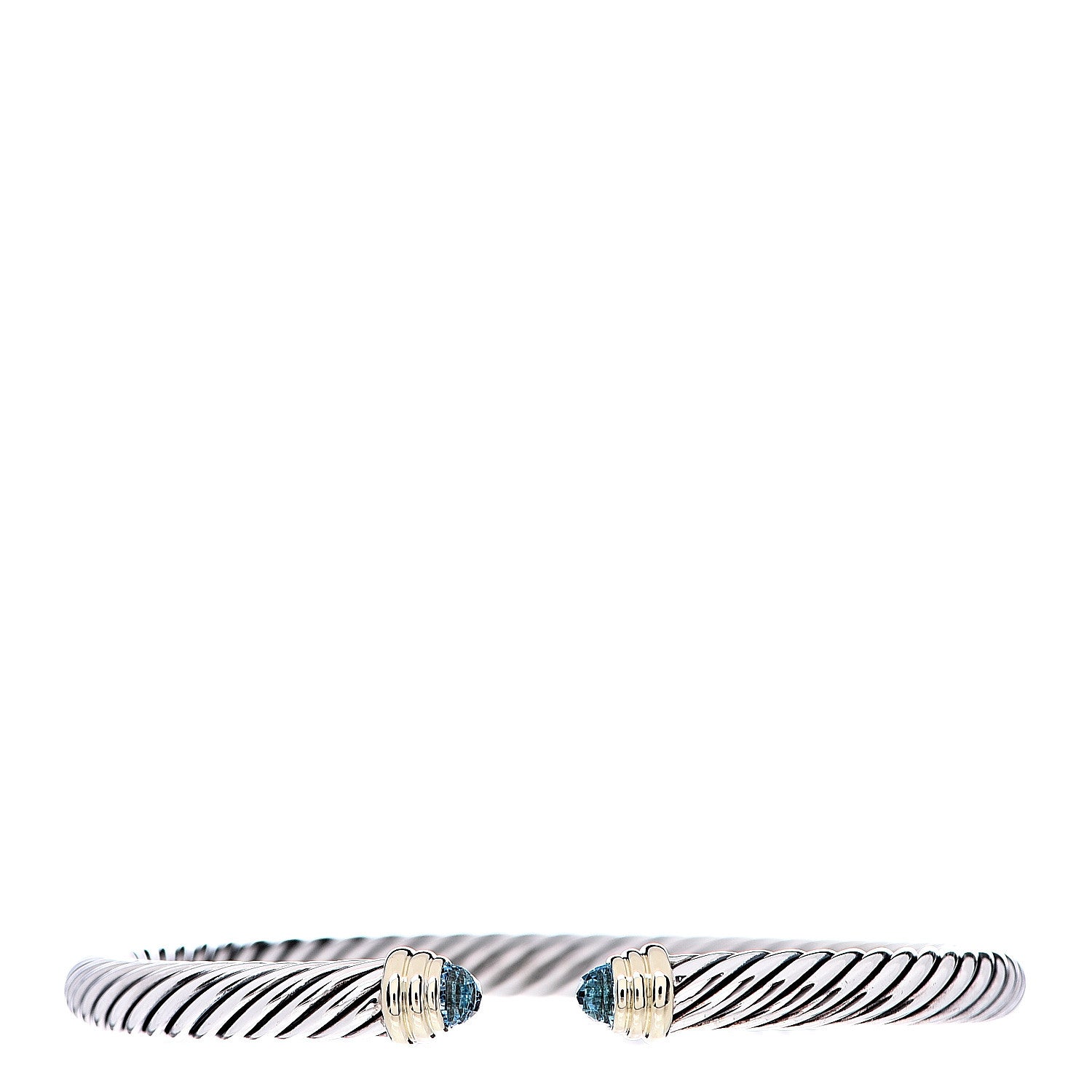 David Yurman Sterling Silver 14K Yellow Gold Blue Topaz 5mm Cable Classics Petite Color Bracelet 1 of 4
