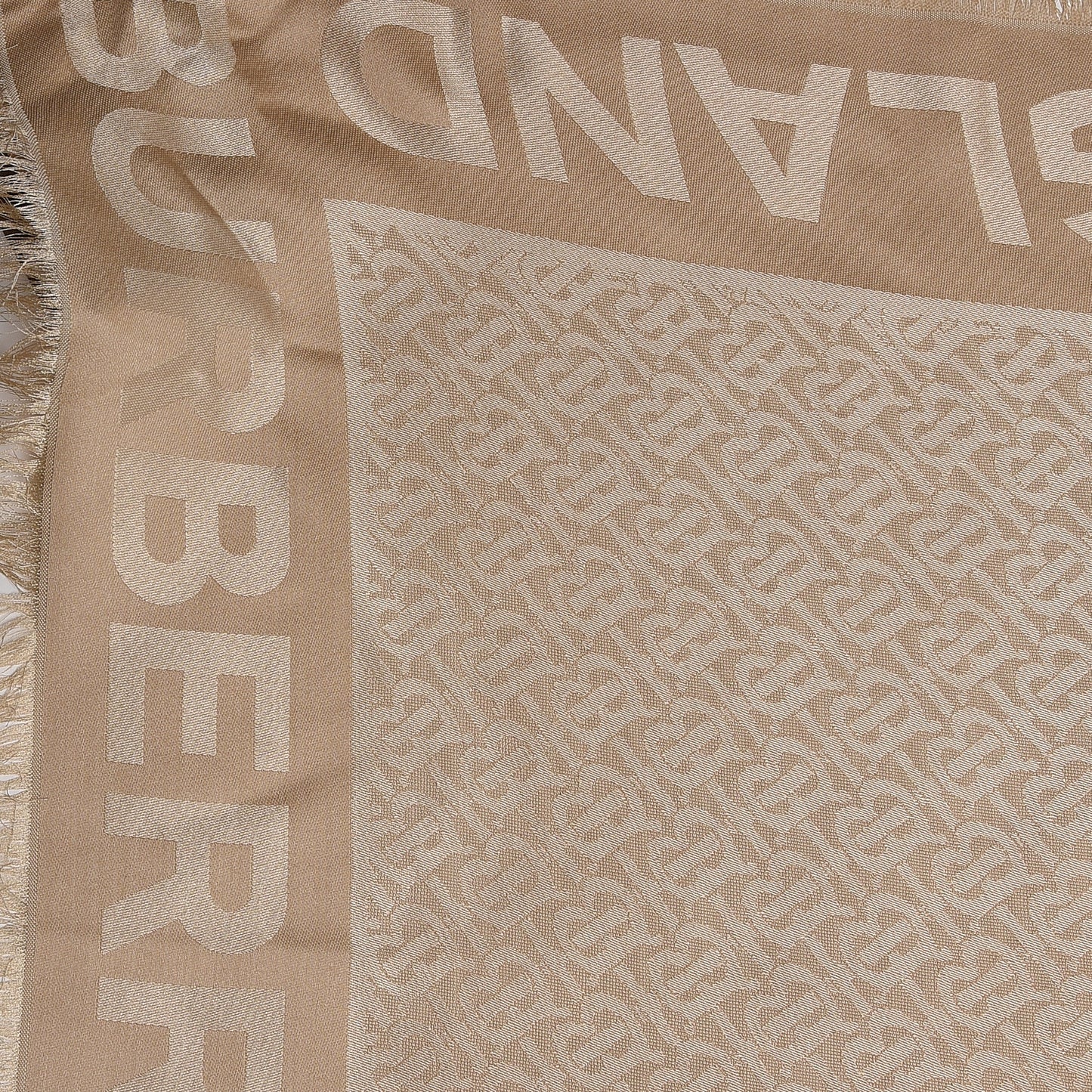 Silk Wool Monogrammed TB Print Square Scarf Honey