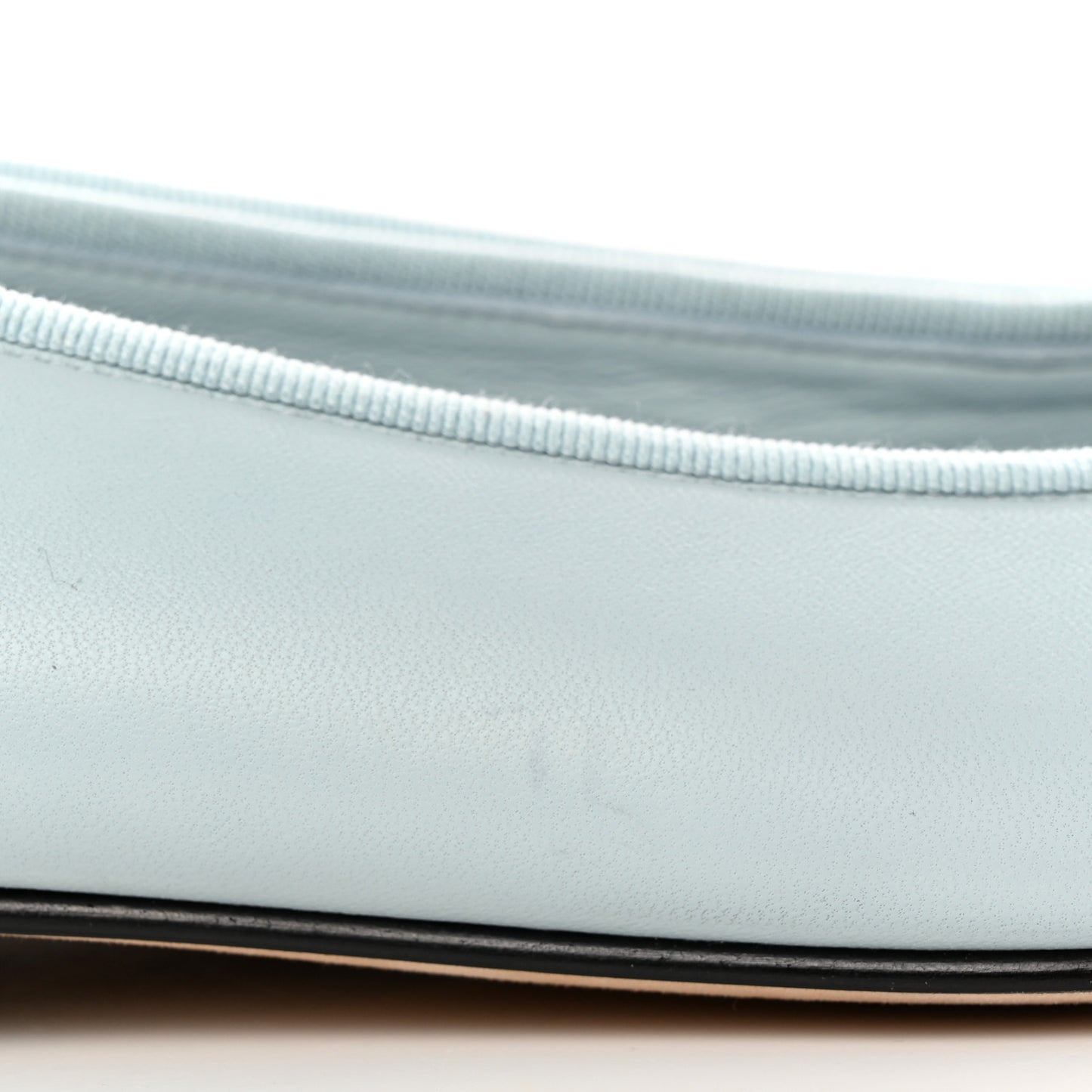 Lambskin Cap Toe CC Ballerina Flats 37.5 Light Blue Black