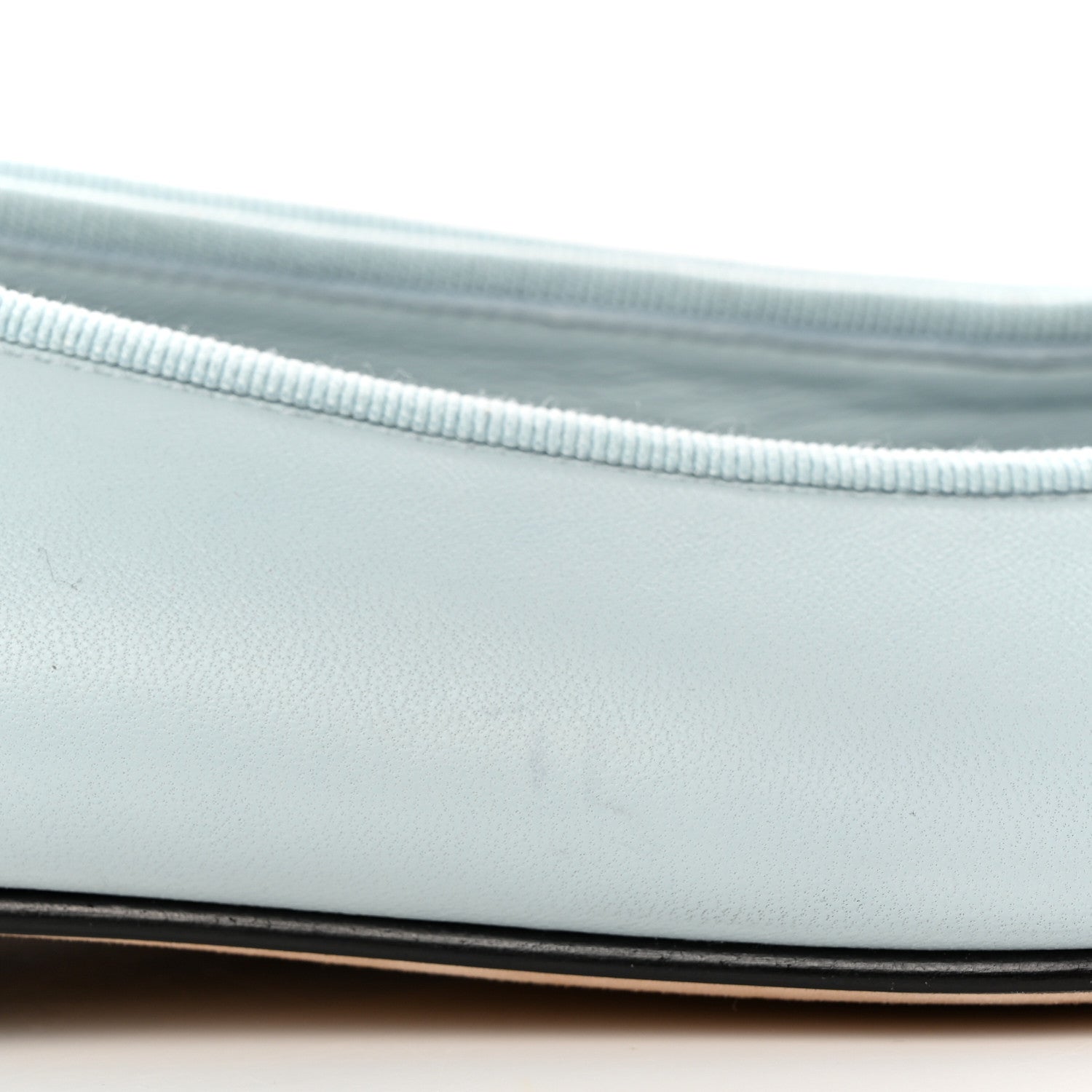 Chanel Lambskin Cap Toe CC Ballerina Flats 37.5 Light Blue Black 5 of 9
